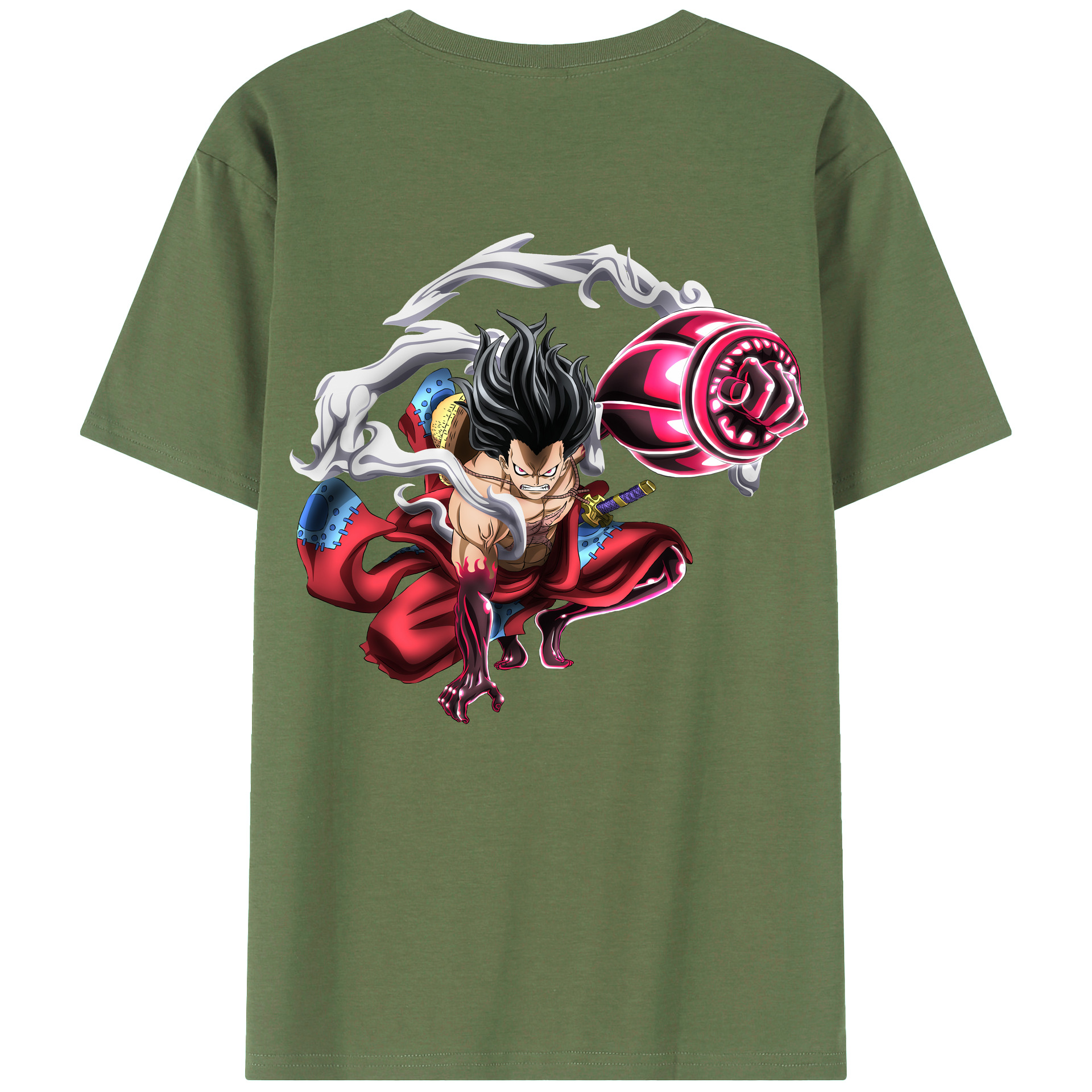 ワンピース モンキー・D・ルフィ ONE PIECE Monkey D. Luffy 綿100％ メンズ半袖Tシャツ（バックプリント） 通気性